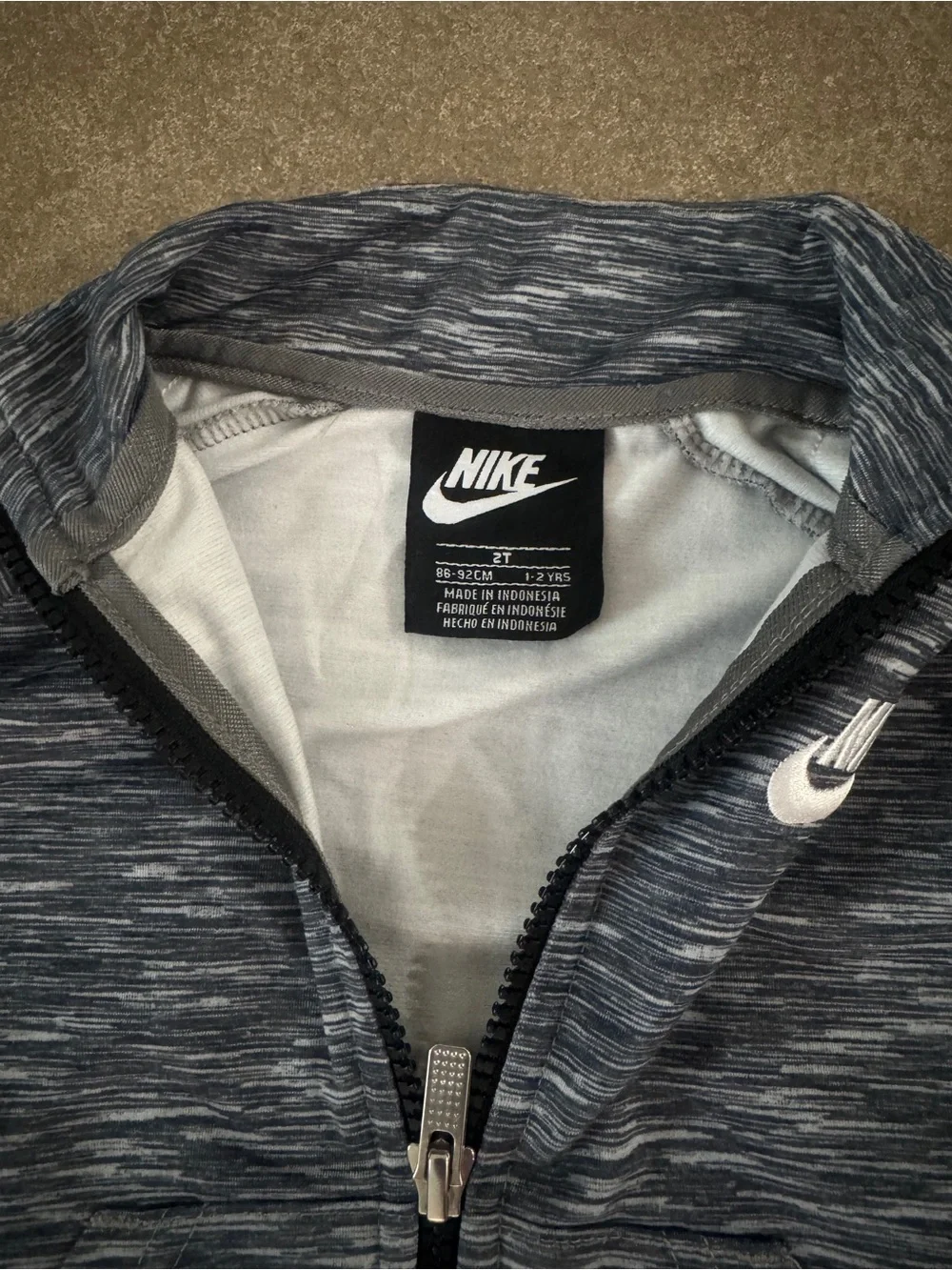 Nike Toddler 2T Gray Marled Track Suit Set Jacket Jogger Pants Logo Tape - Picture 5 of 7